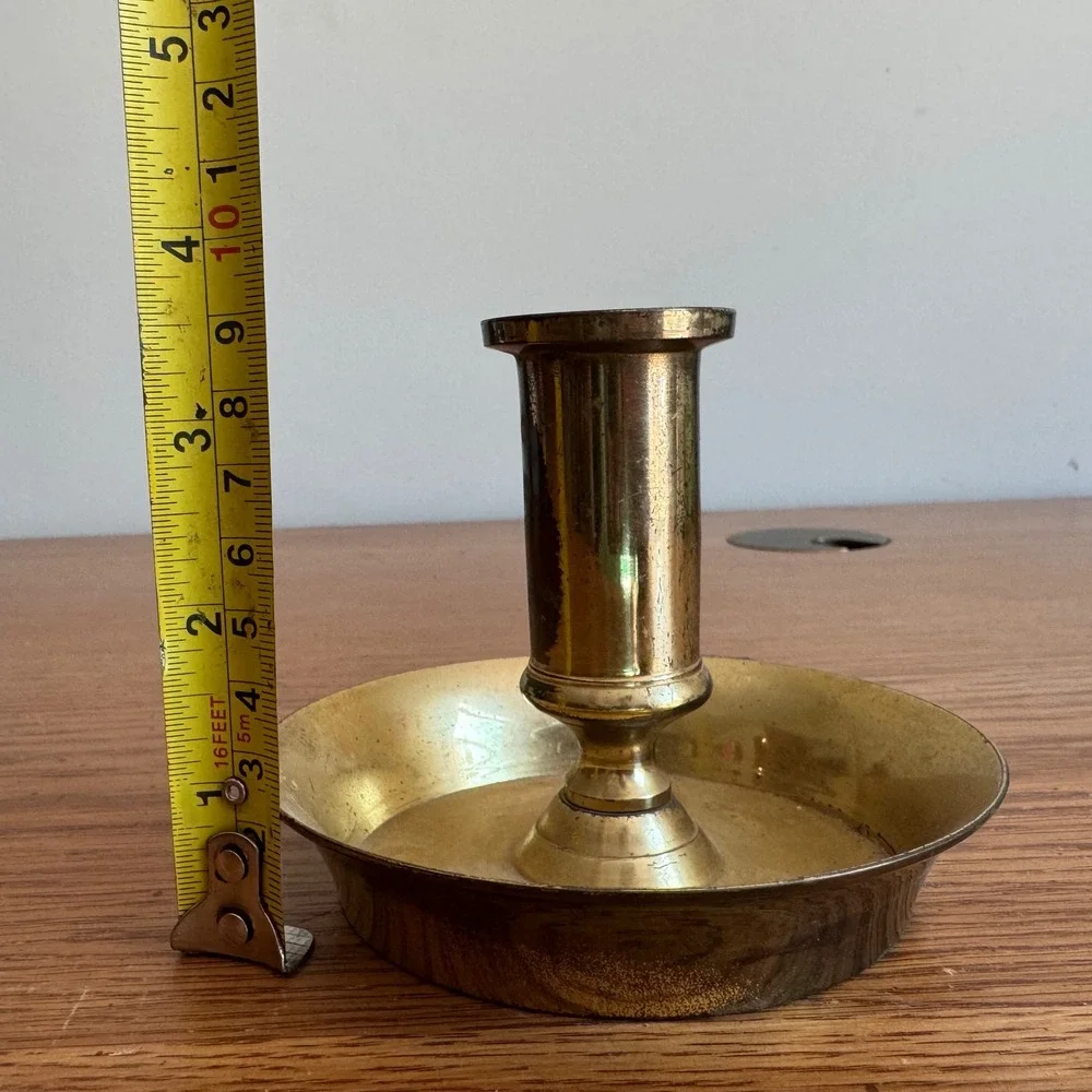 Vintage‎ Solid Brass Chamberstick Candle Holder Made in India Gold Tone